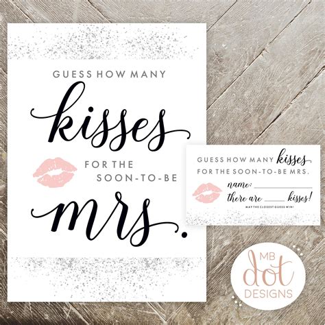 How Many Kisses For The Soon To Be Mrs Printable